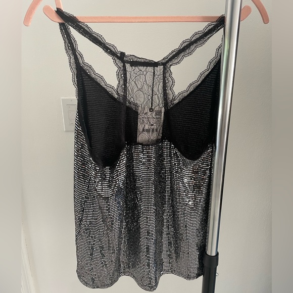 Zara - Sequin Motel Rock Tank with Lace Trim - Size L - NWT - Picture 3 of 5